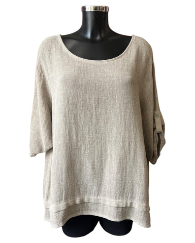 Casey range half sleeve tunic top - Mocha
