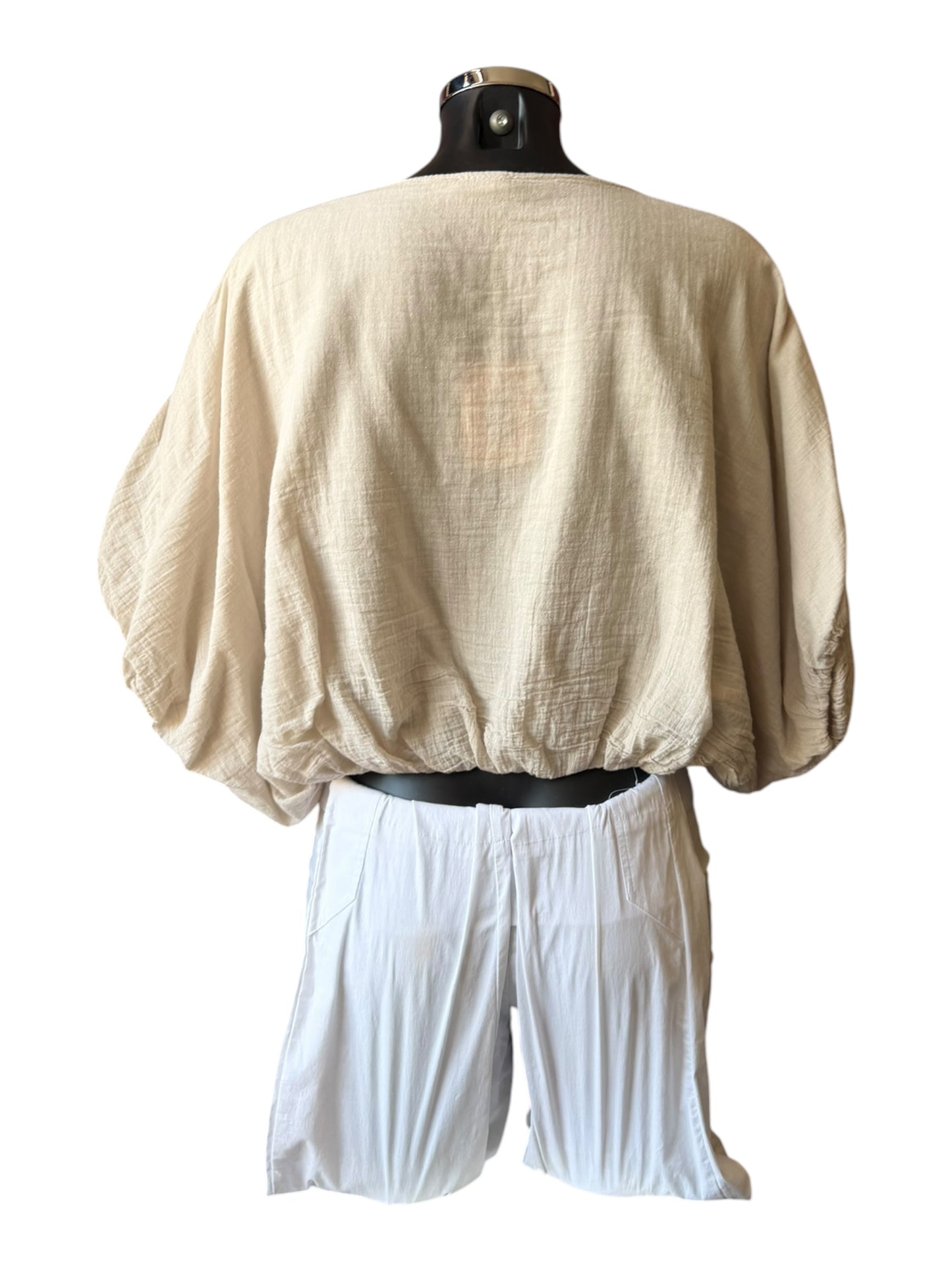 Darcy Garza cotton bubble hem top - Beige