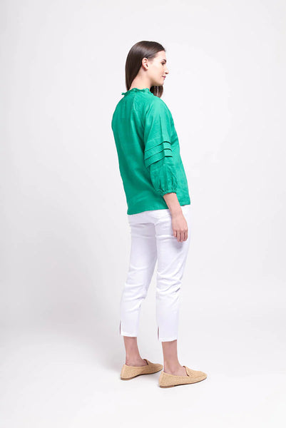 Foil in the fold top in vivid green