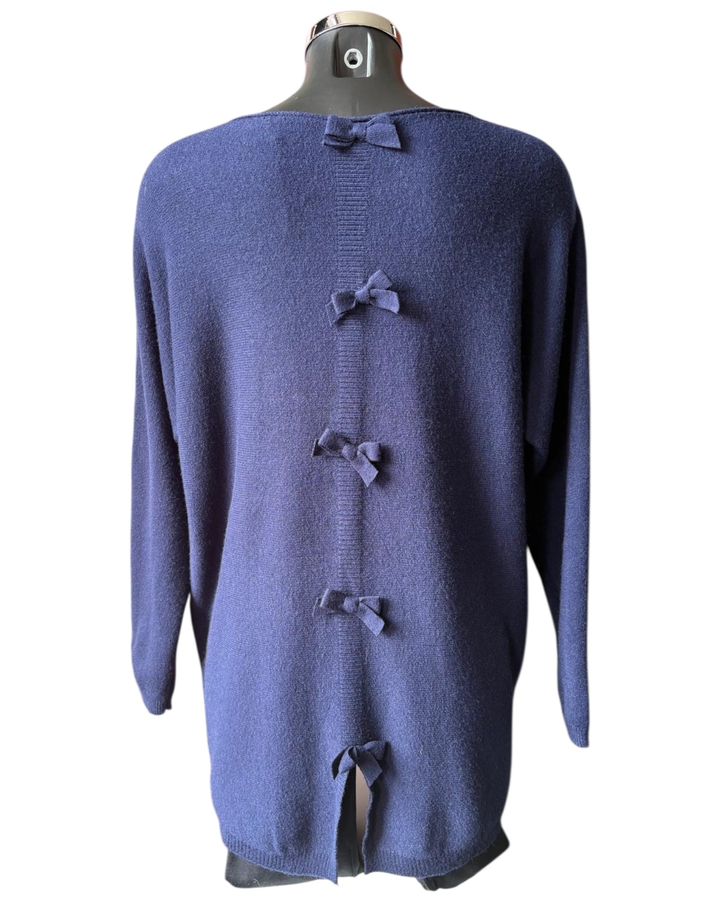Belinda bow back pocket jumper - Navy