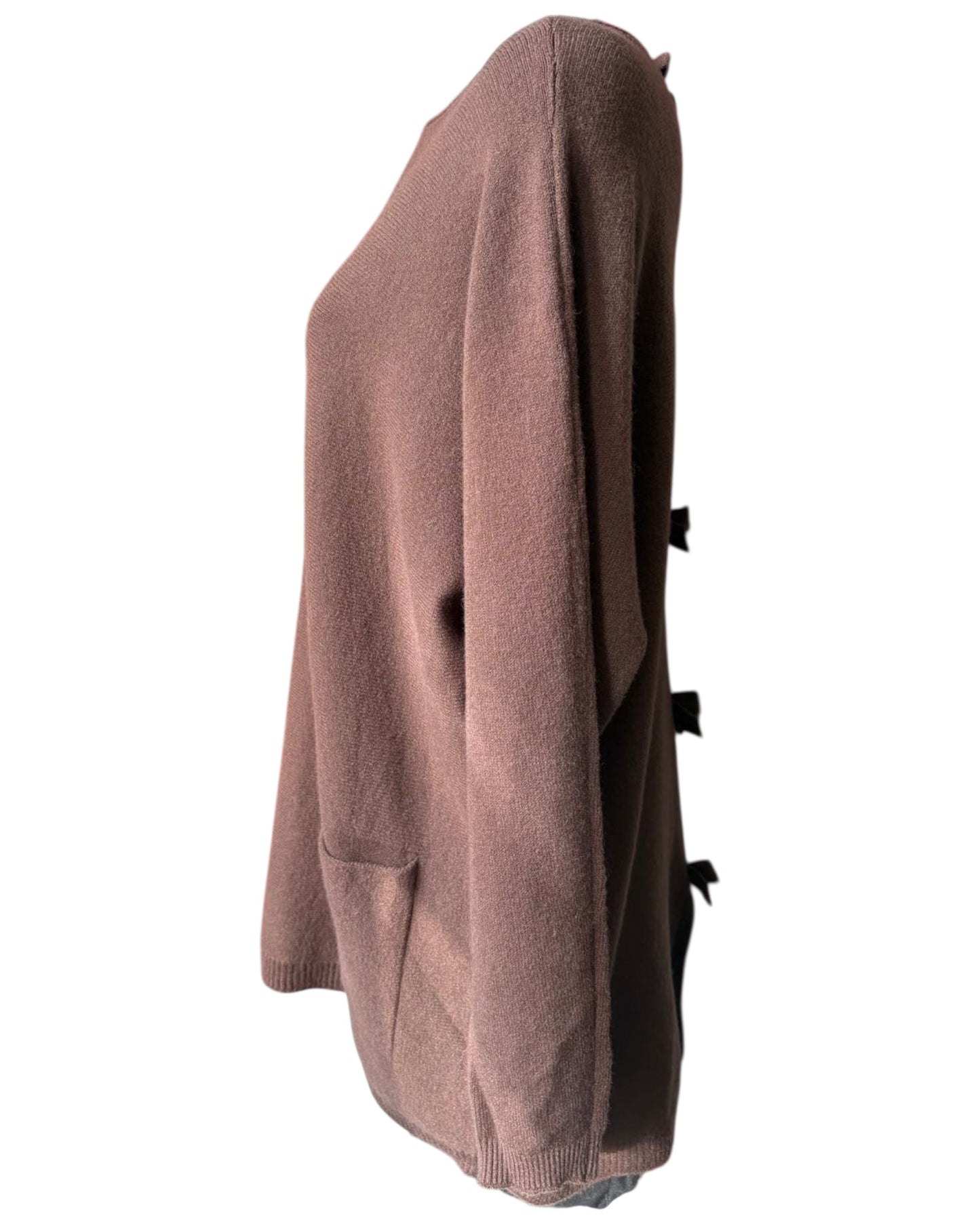 Belinda bow back pocket jumper - Chocolate