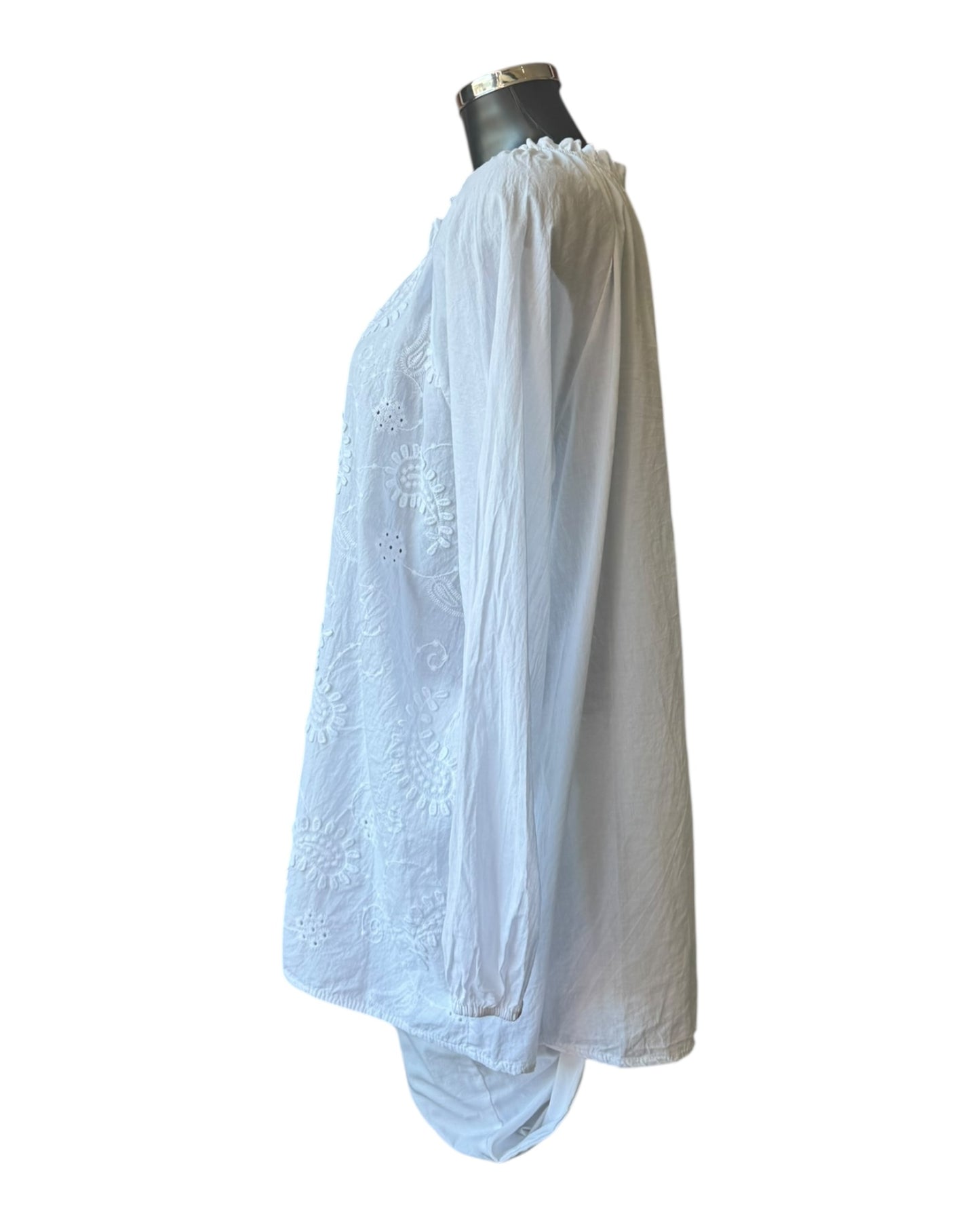 Tina applique boho tunic top - White