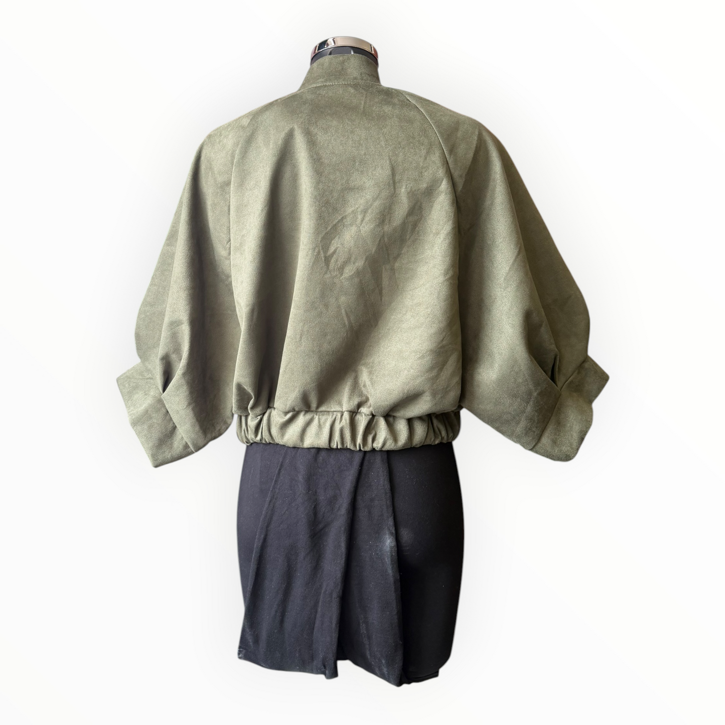 Ellie military style bomber jacket - Khaki suede feel