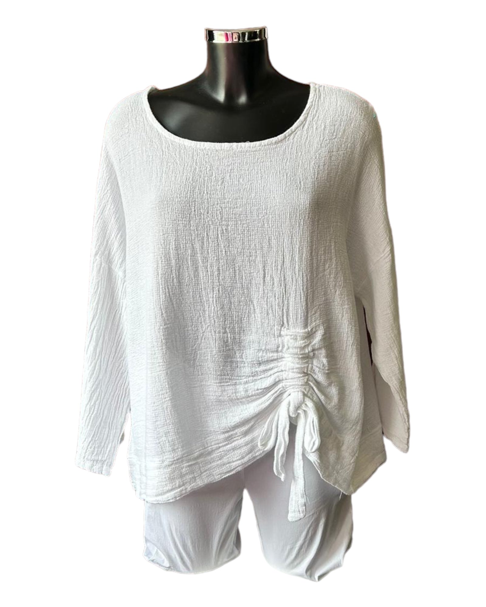 Casey range ruched side top - White