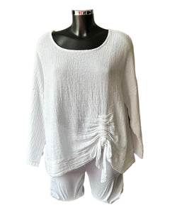 Casey range ruched side top - White
