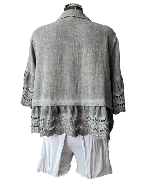 Casey range anglaise trim shirt - Grey