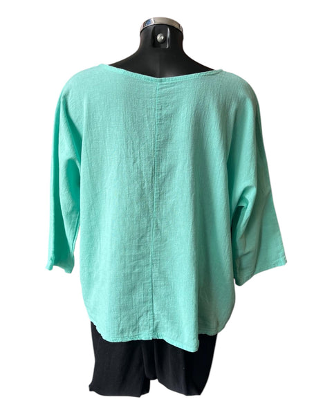 Mia cotton linen mix top - Mint