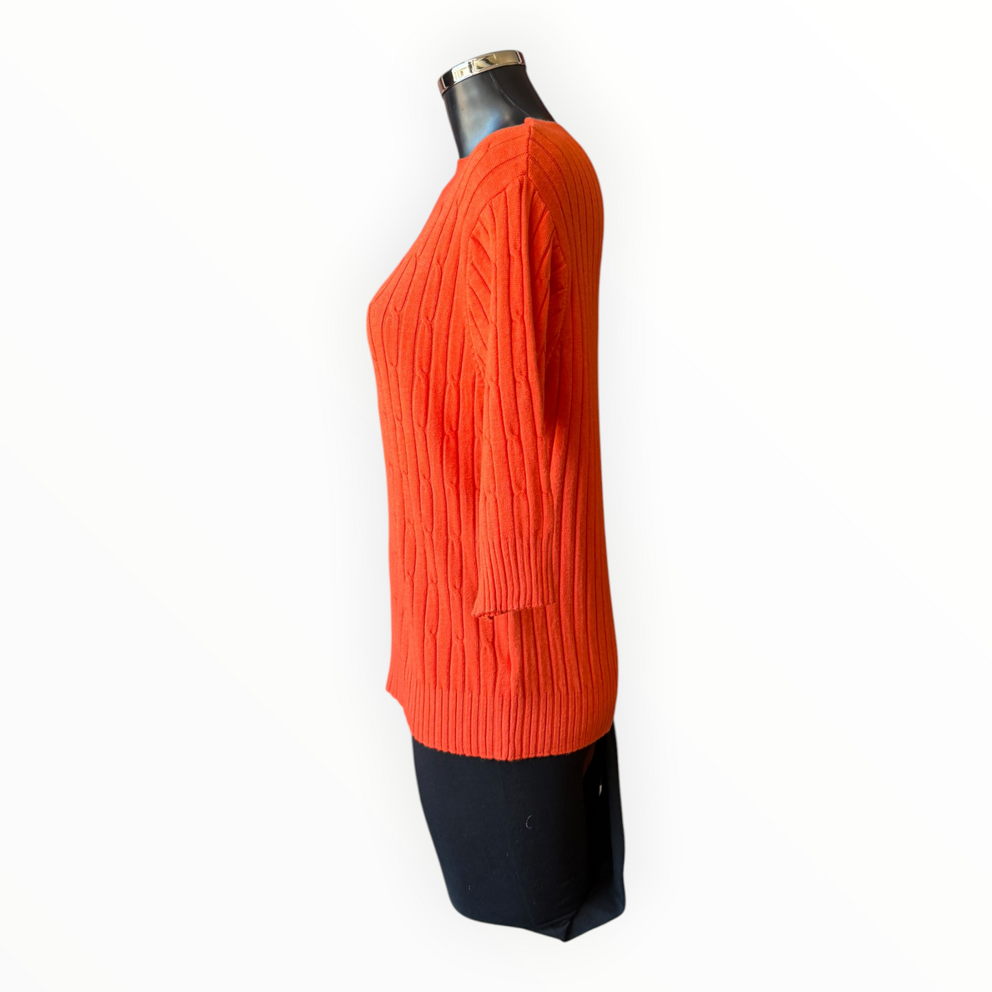 Tabby cable knit half sleeve jumper - Orange