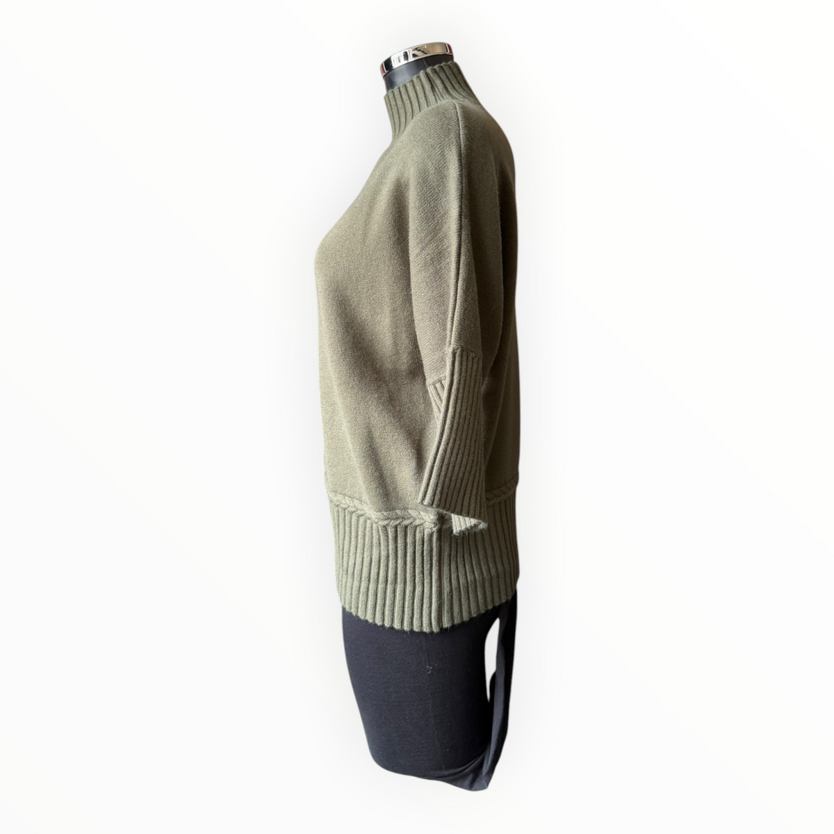 Abigail ribbed neck, hem & cuffs jumper - Khaki