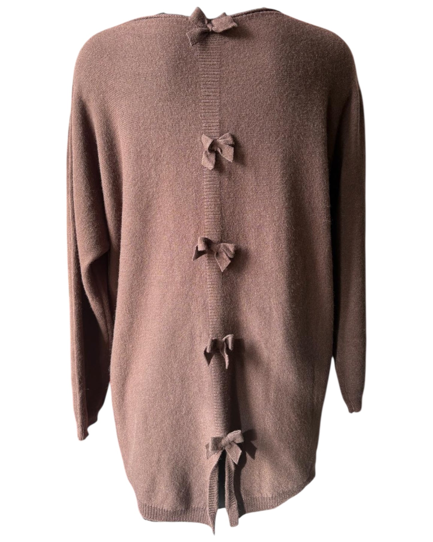 Belinda bow back pocket jumper - Chocolate