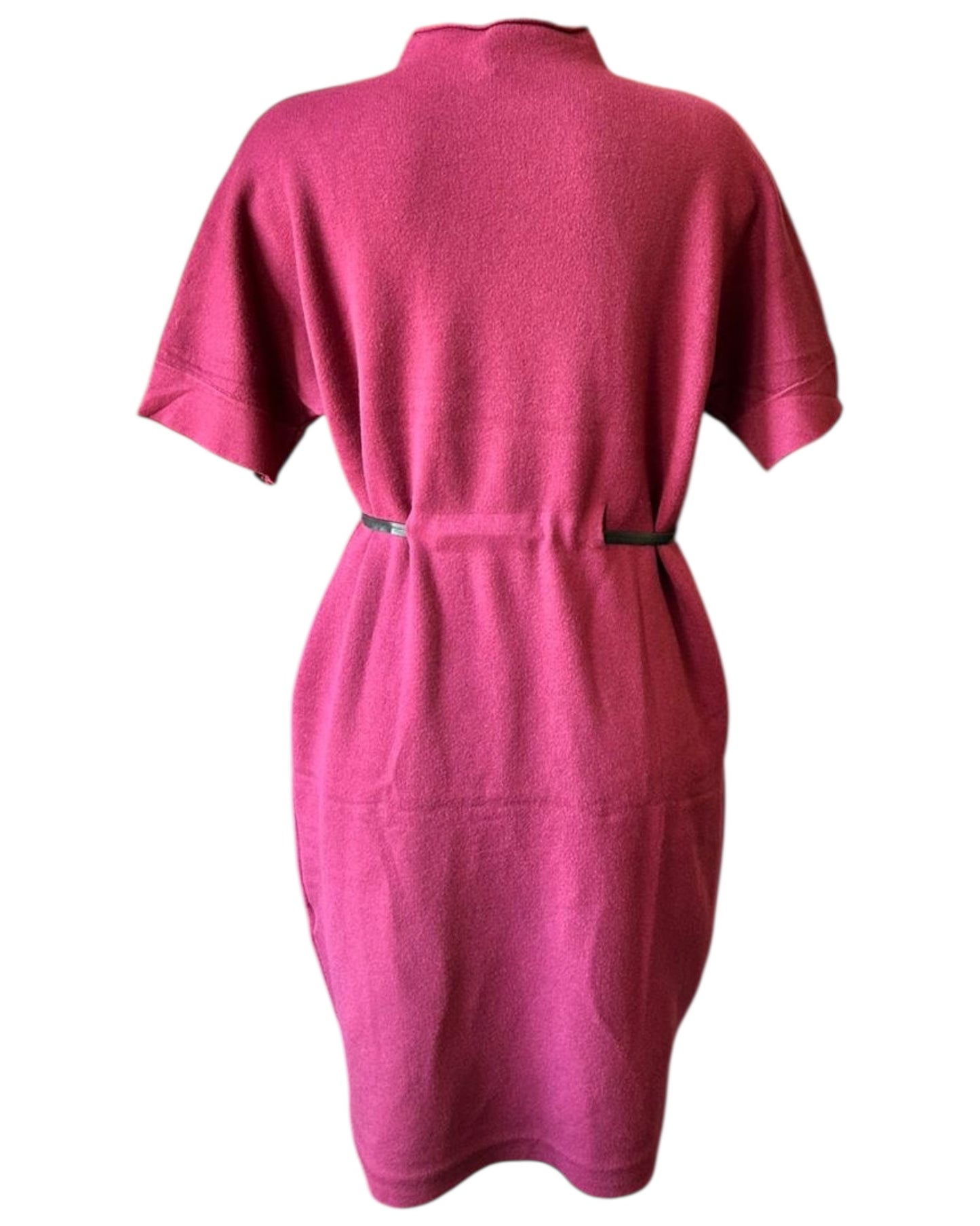 Thea knitted short belted dress - Bordeaux