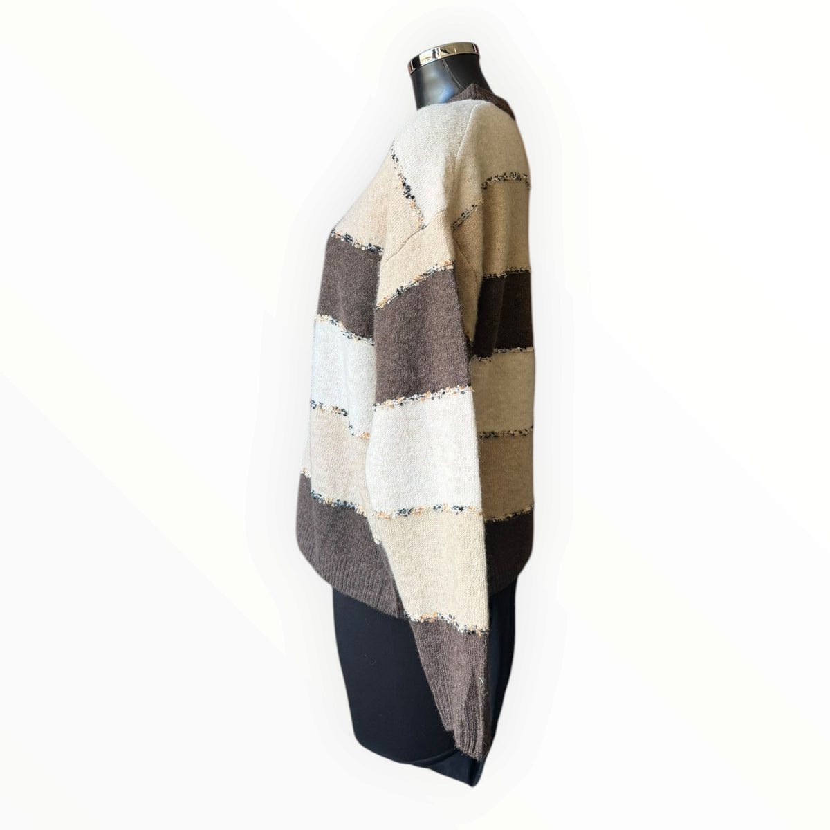 Gloria ribbon stripe jumper - Brown mix