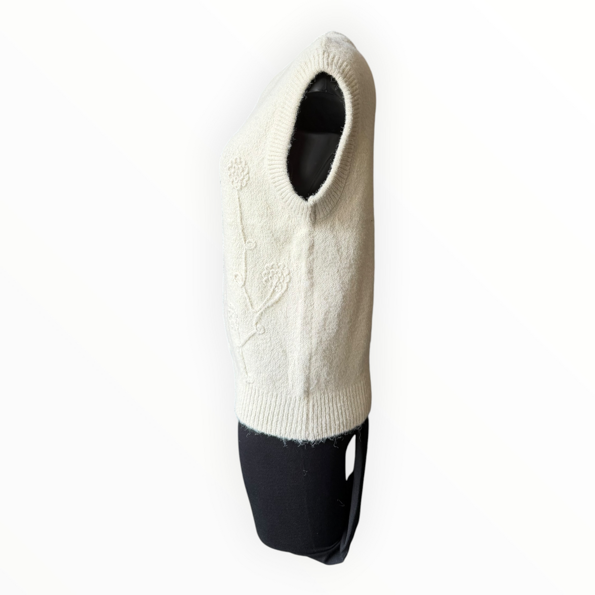 Anna flower applique tabard knit - Beige
