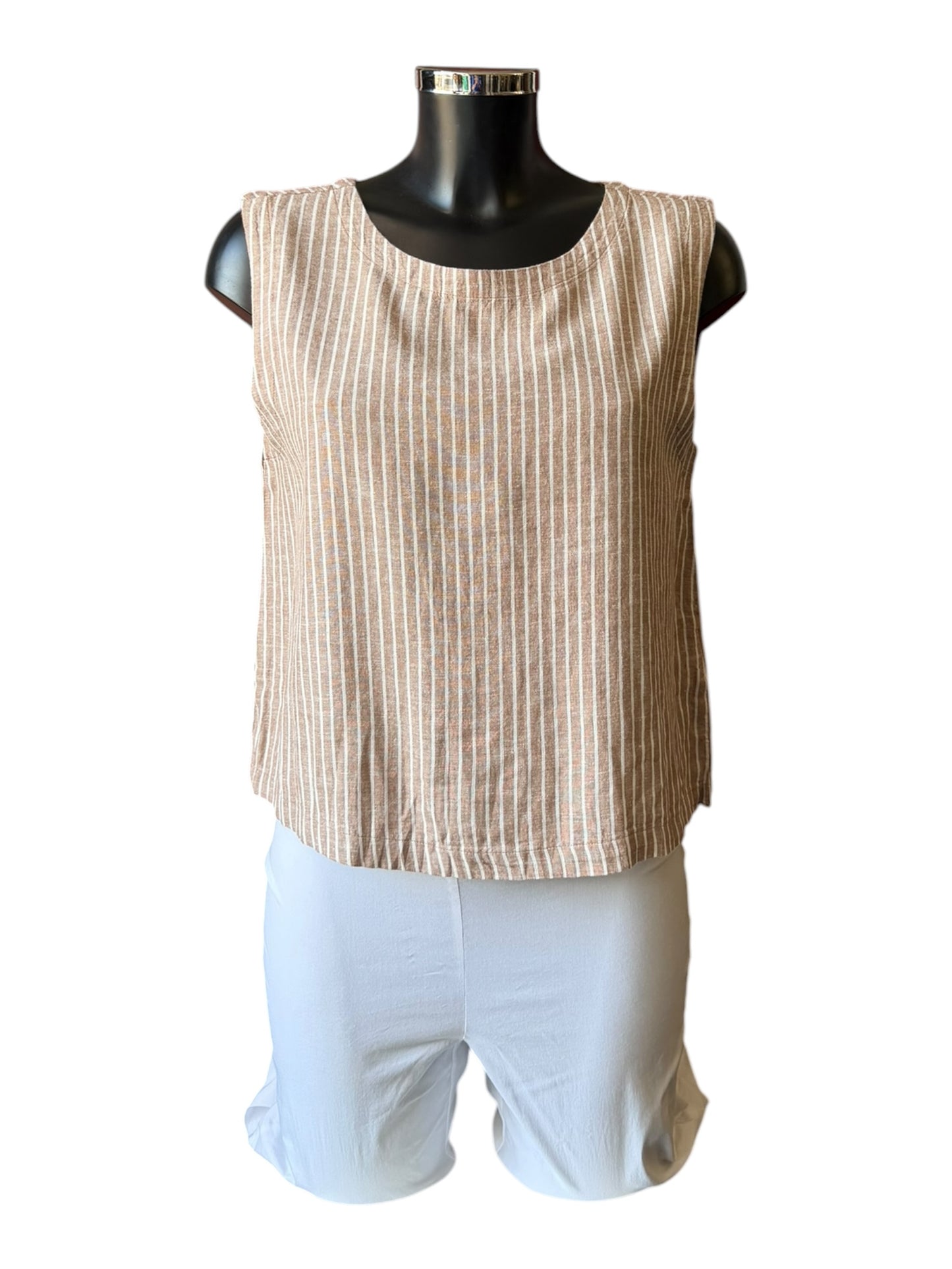 Byoung falakka o neck top - woodsmoke stripe