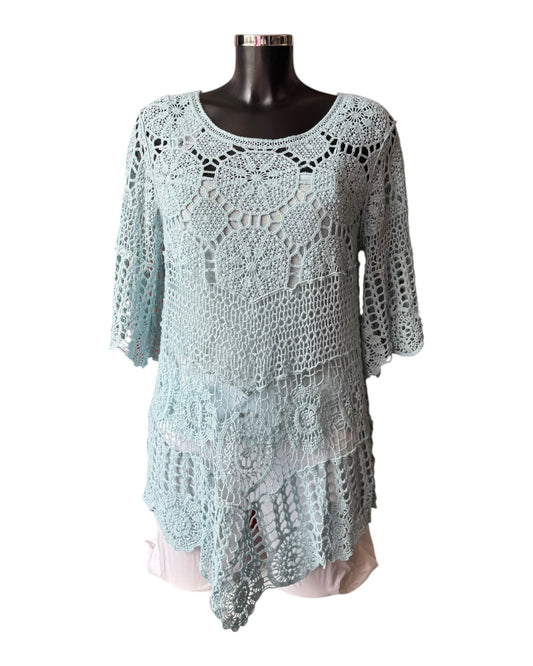 Bridgette 2 piece crochet top - Blue