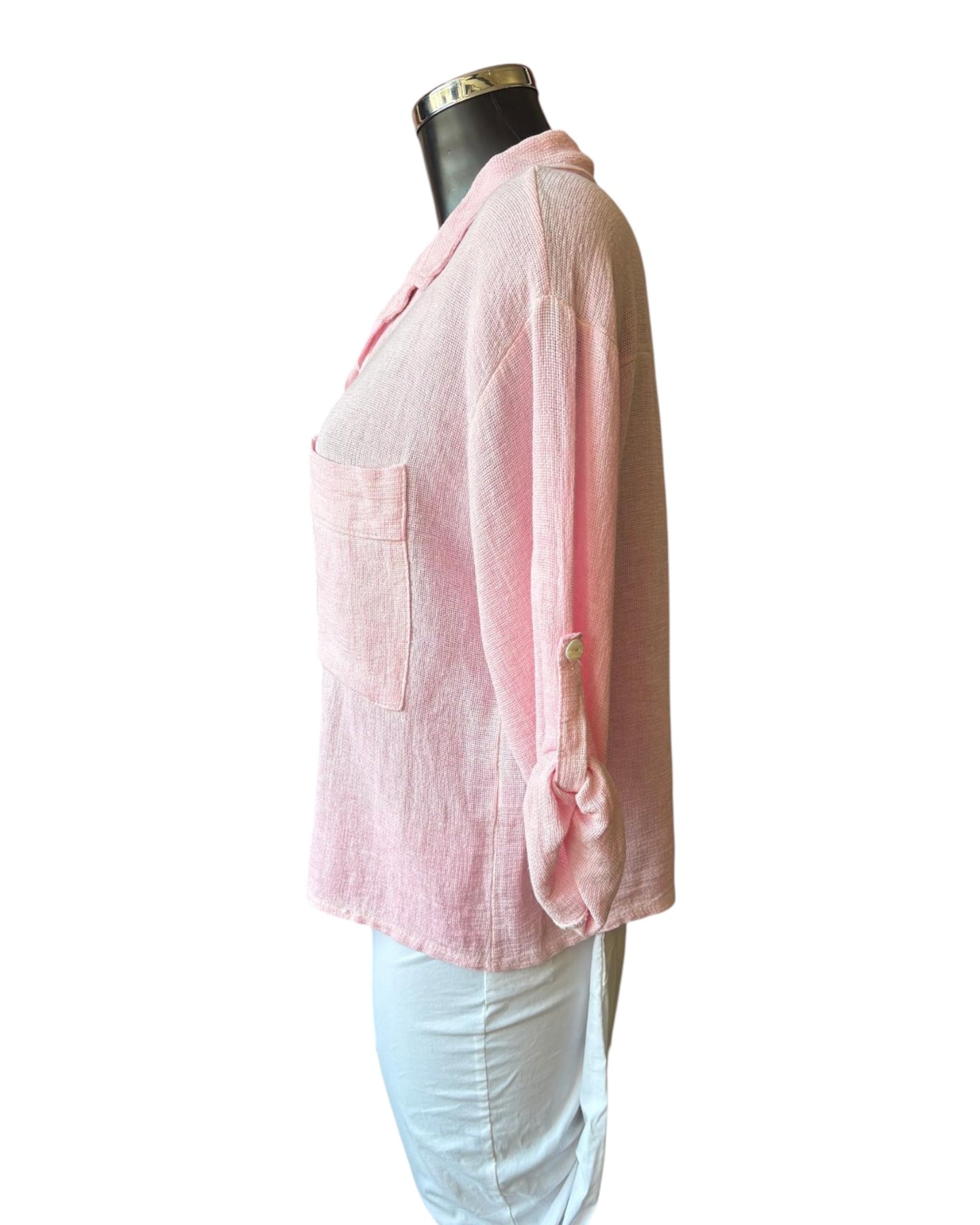Casey range short roll sleeve shirt - Pink