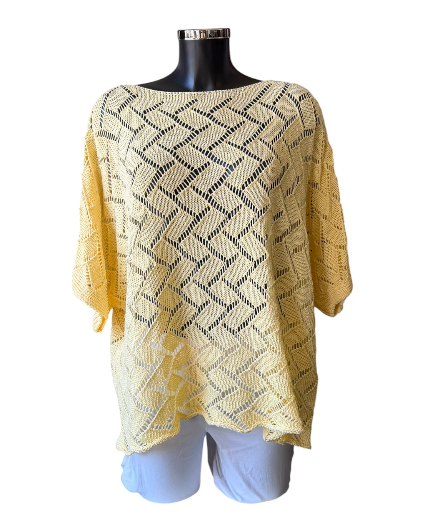 Michelle diamond knit relaxed fit jumper - Lemon