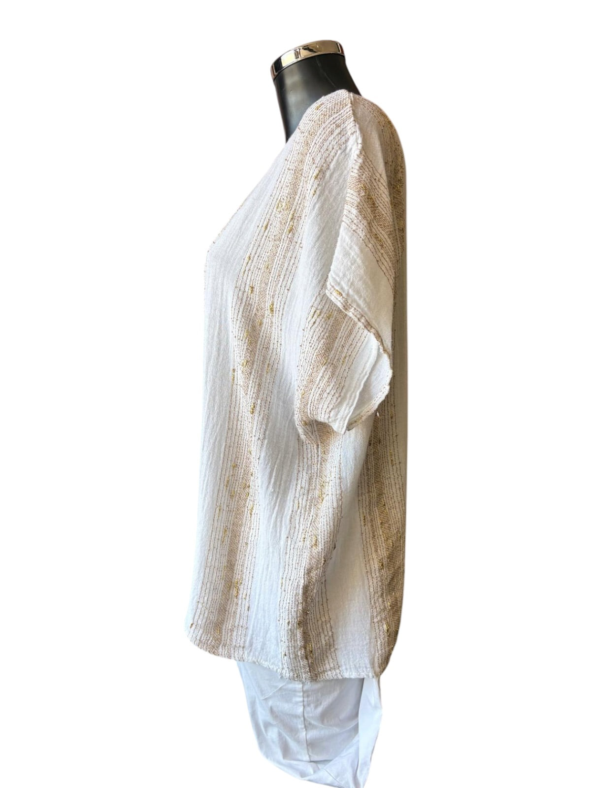 Caprice range linen and cotton gold thread relaxed fit top