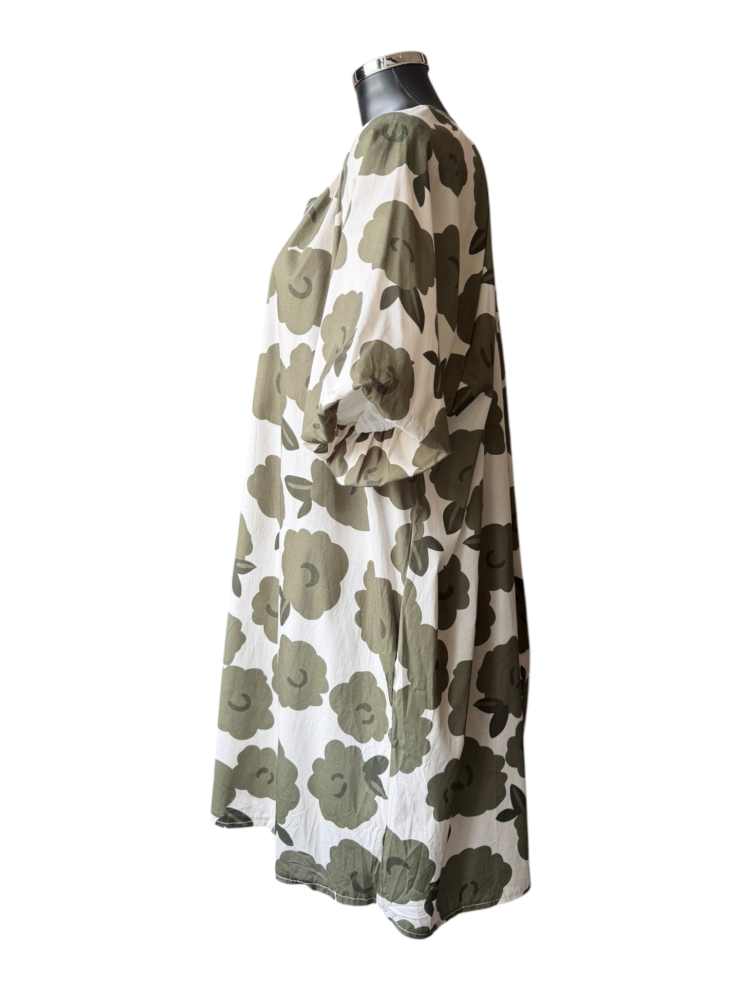 Paula flower print dress - Khaki