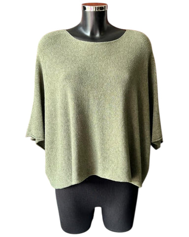 Abigail soft knit short boxy jumper - Khaki