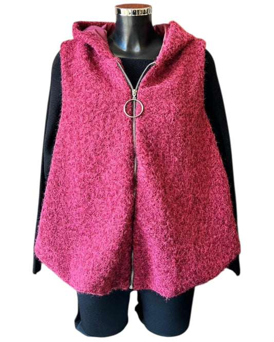 Caitlin puffball waistcoat/gilet - Bordeaux