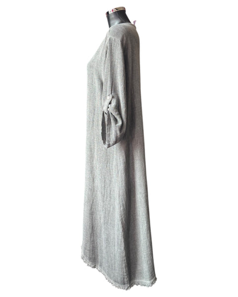 Casey range long frayed detail tunic top -  Grey