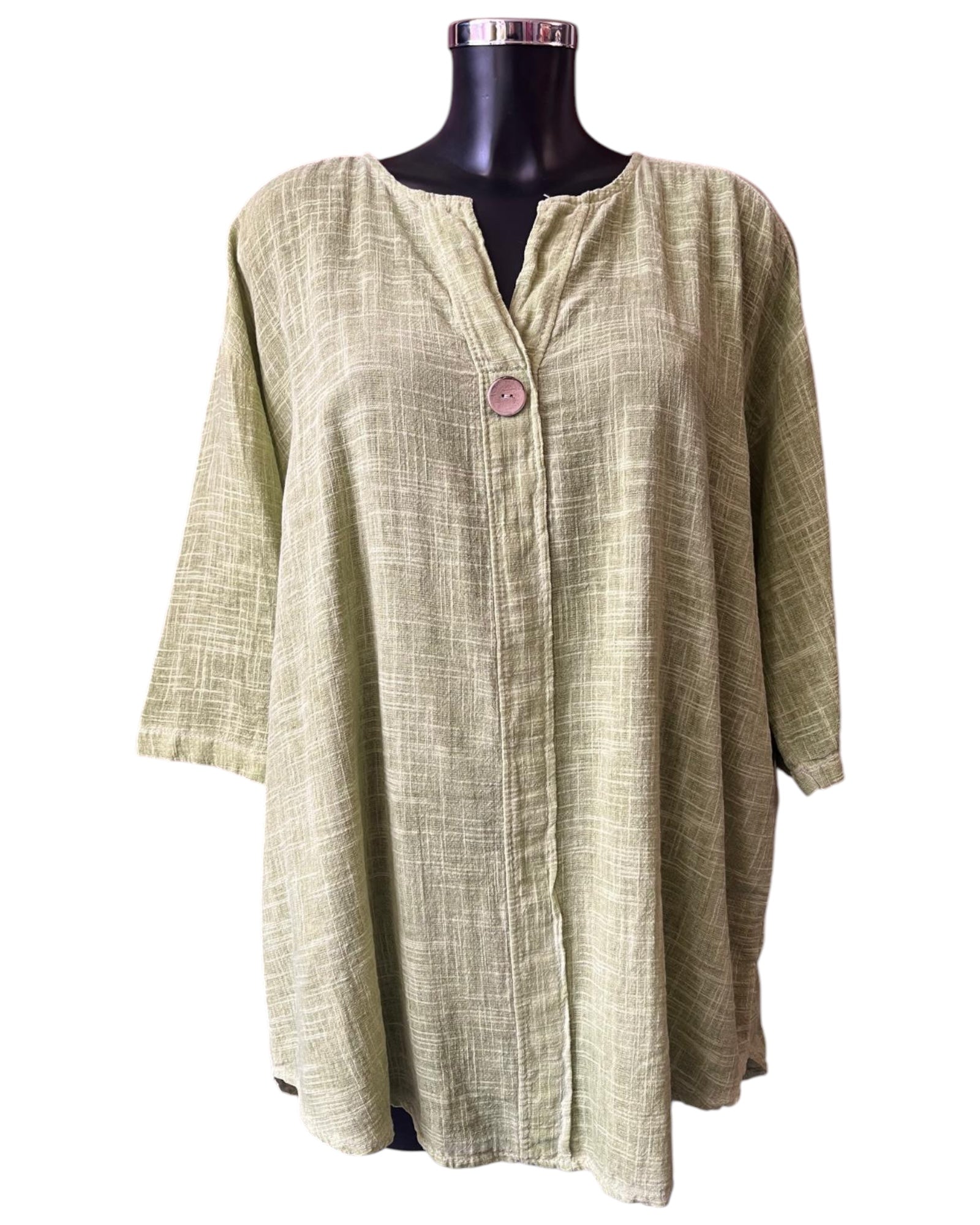 Ivy button detail tunic top - Lime