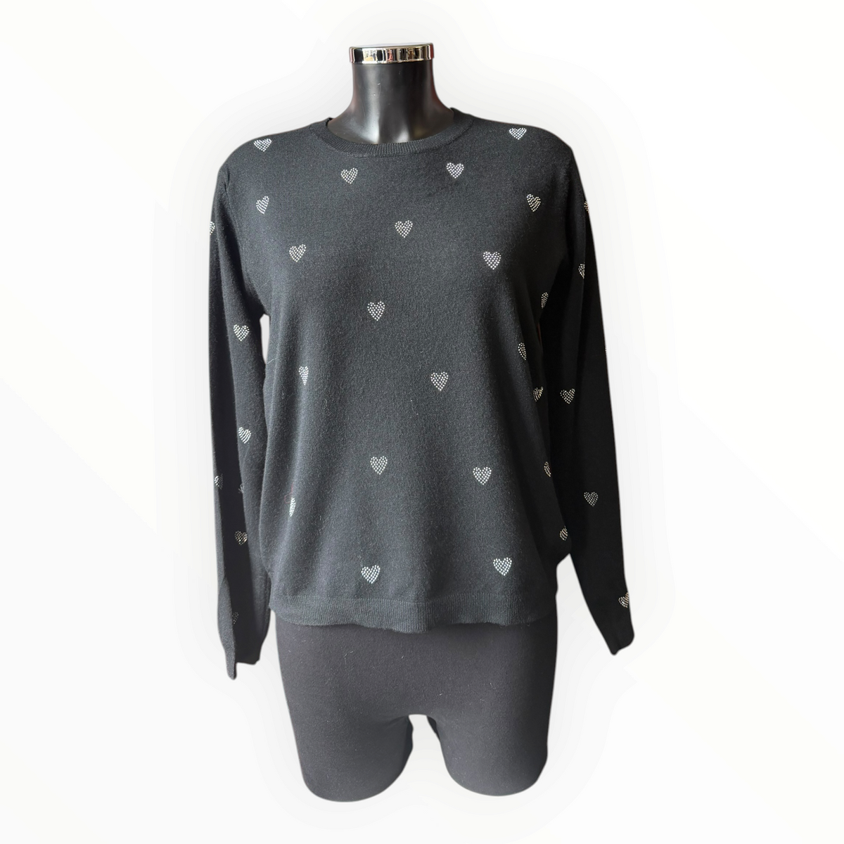 Niamh sparkle heart jumper - Black