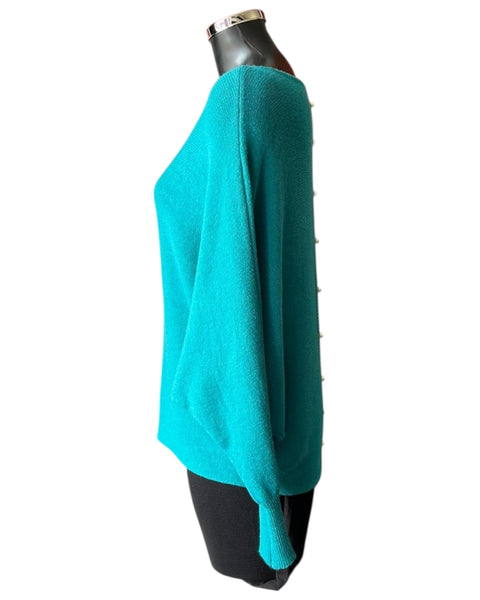 Cassie pearl back batwing jumper - Teal