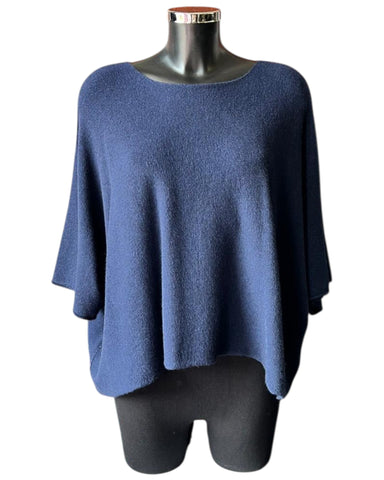 Abigail soft knit short boxy jumper - Navy