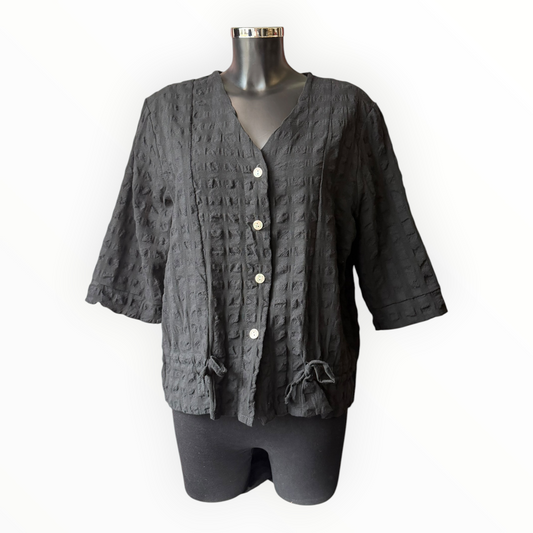 Eliza range checked jacket top - Black