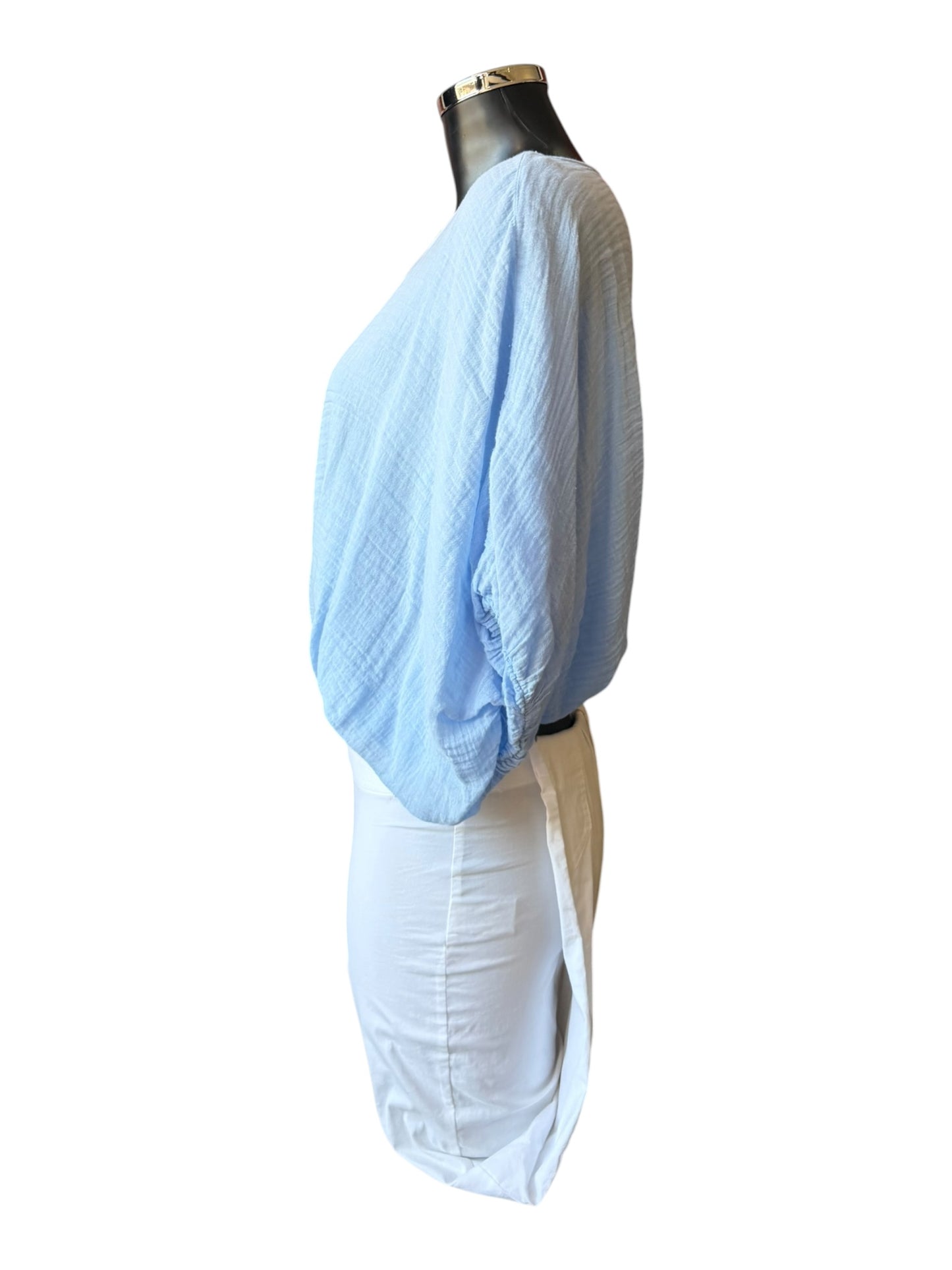 Darcy Garza cotton bubble hem top - Blue