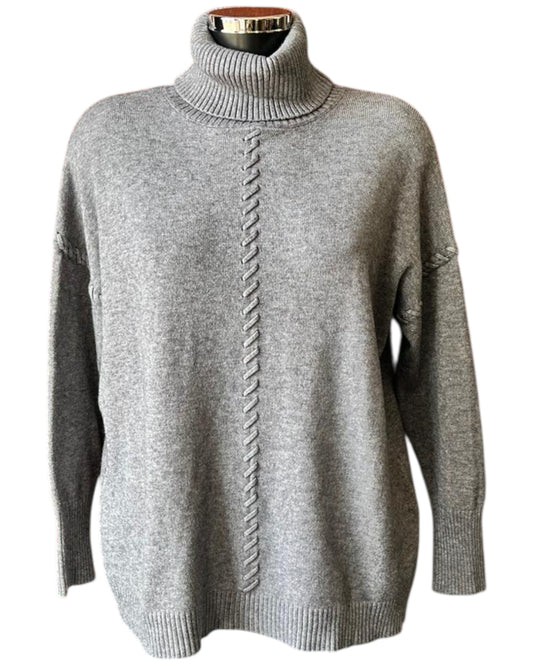 Violet blanket stitch roll neck jumper - Grey