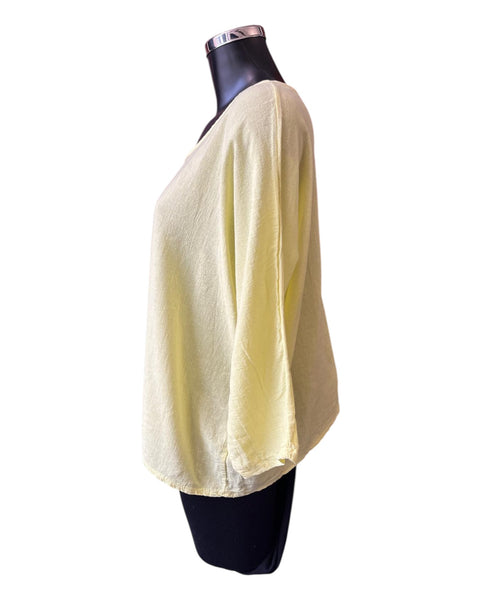 Mia cotton linen mix top - Lemon