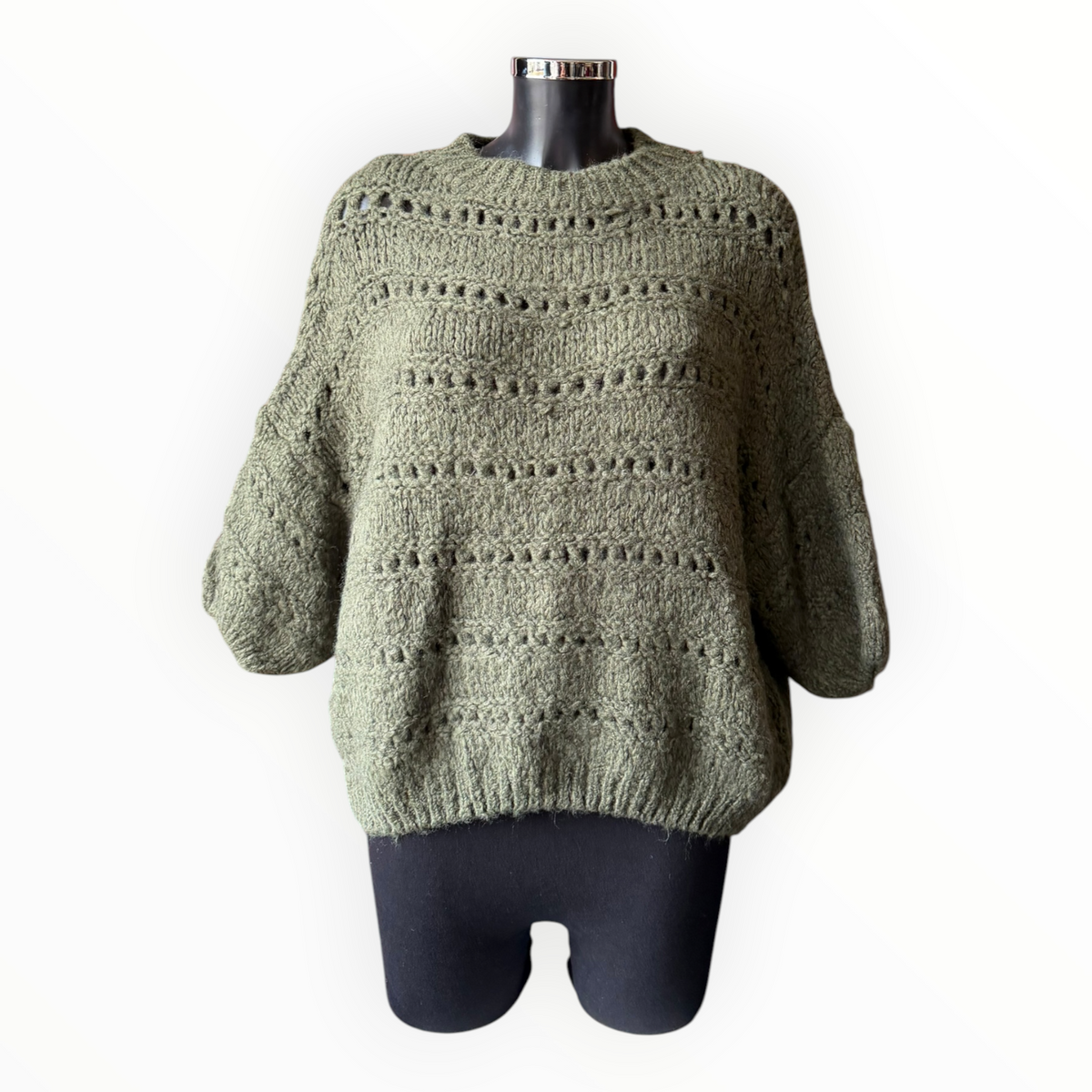 Verity soft knit half sleeve jumper - Khaki