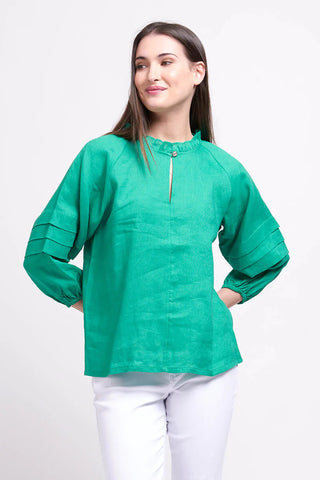 Foil in the fold top in vivid green