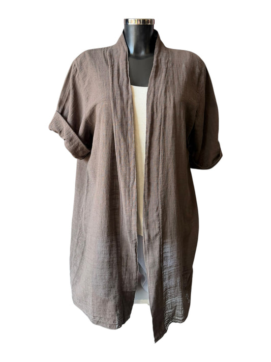 Callie longline soft cotton kimono - Chocolate