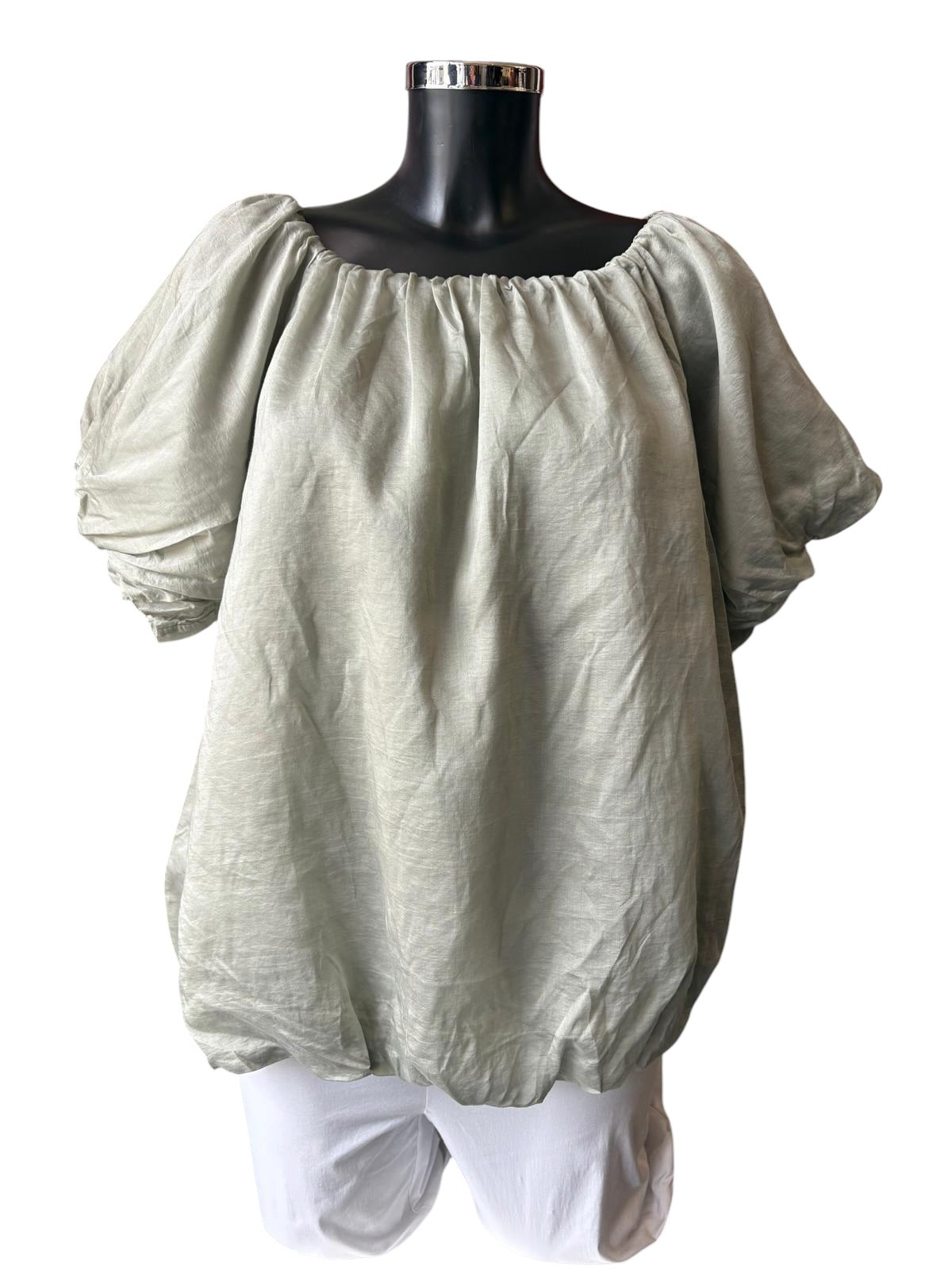 Isla bardot puff sleeve top - Khaki