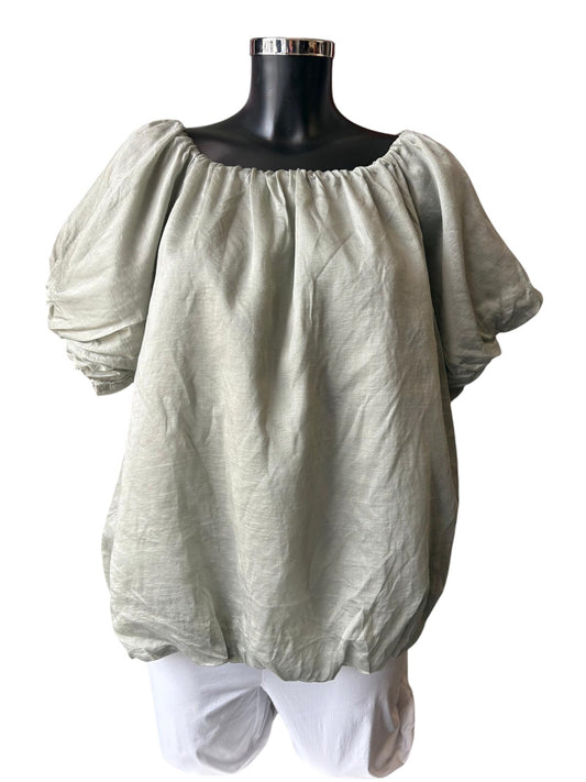 Isla bardot puff sleeve top - Khaki