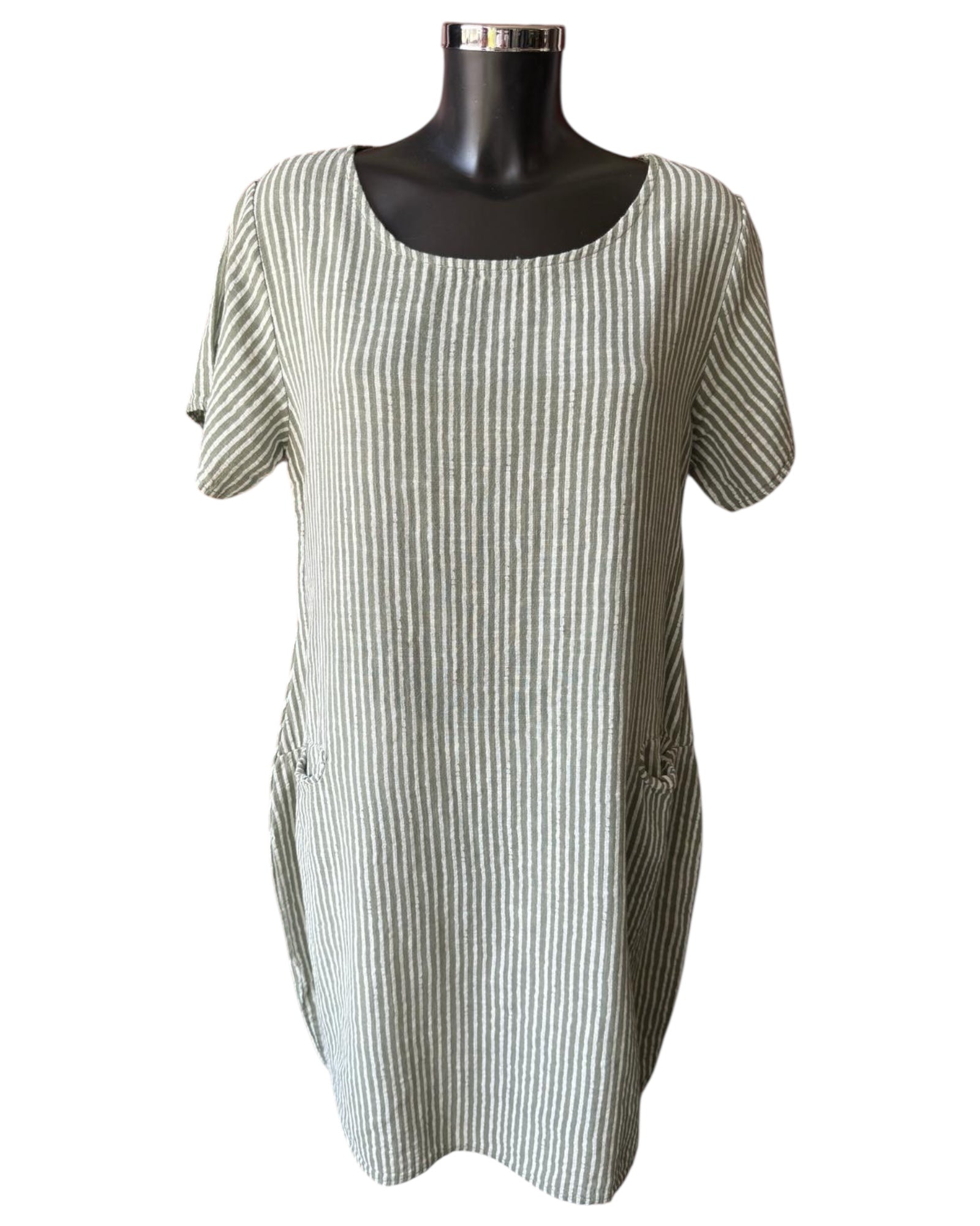 Bonnie striped range short dress - Khaki
