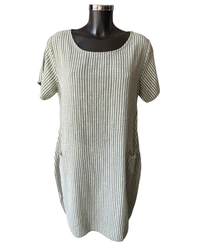 Bonnie striped range short dress - Khaki