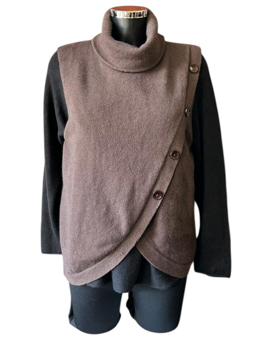 Tilly cowl neck wrap waistcoat top - chocolate