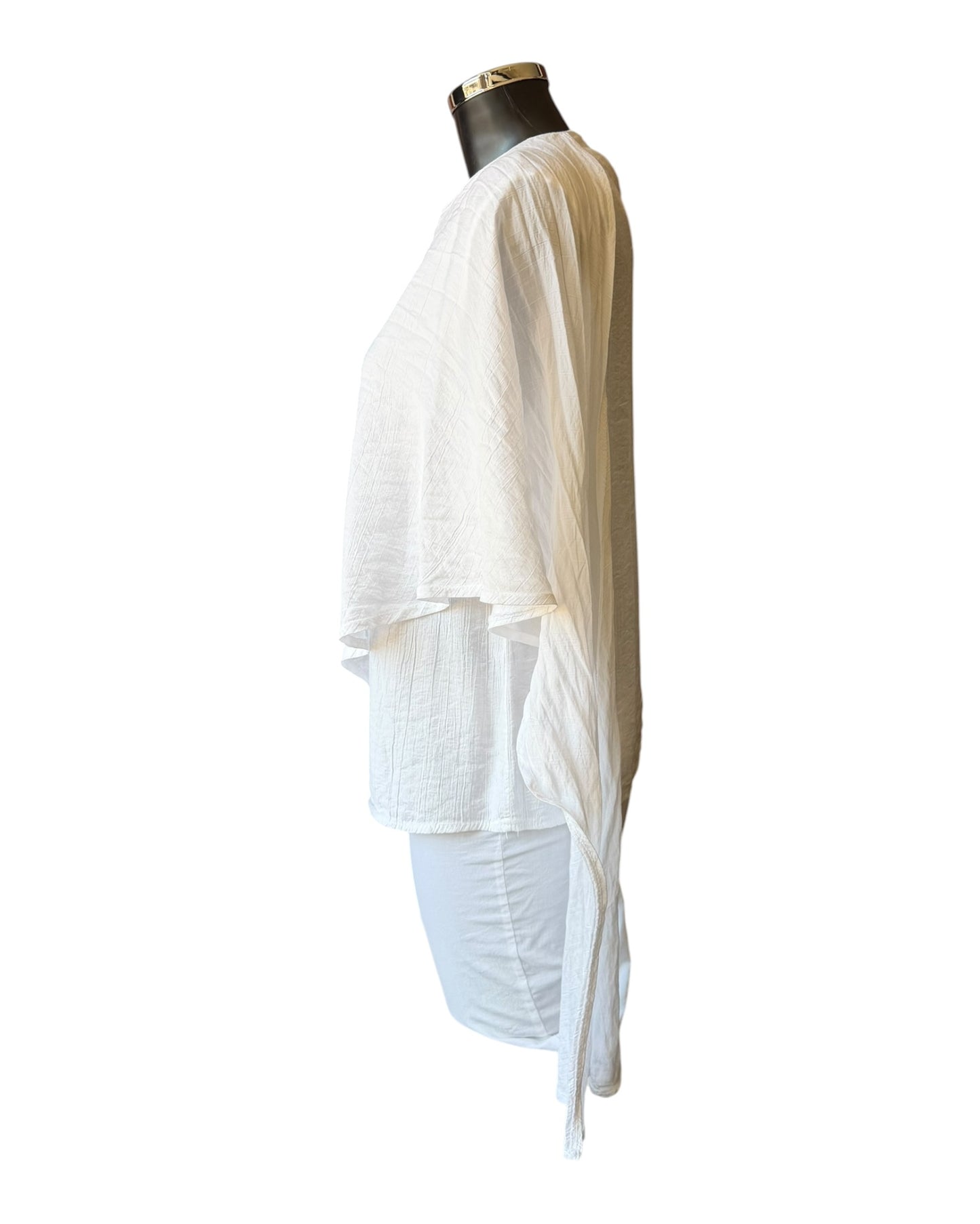 Grace quirky drape side vest top - White