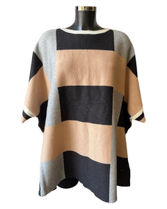 Eletta checked poncho style jumper - Black mix