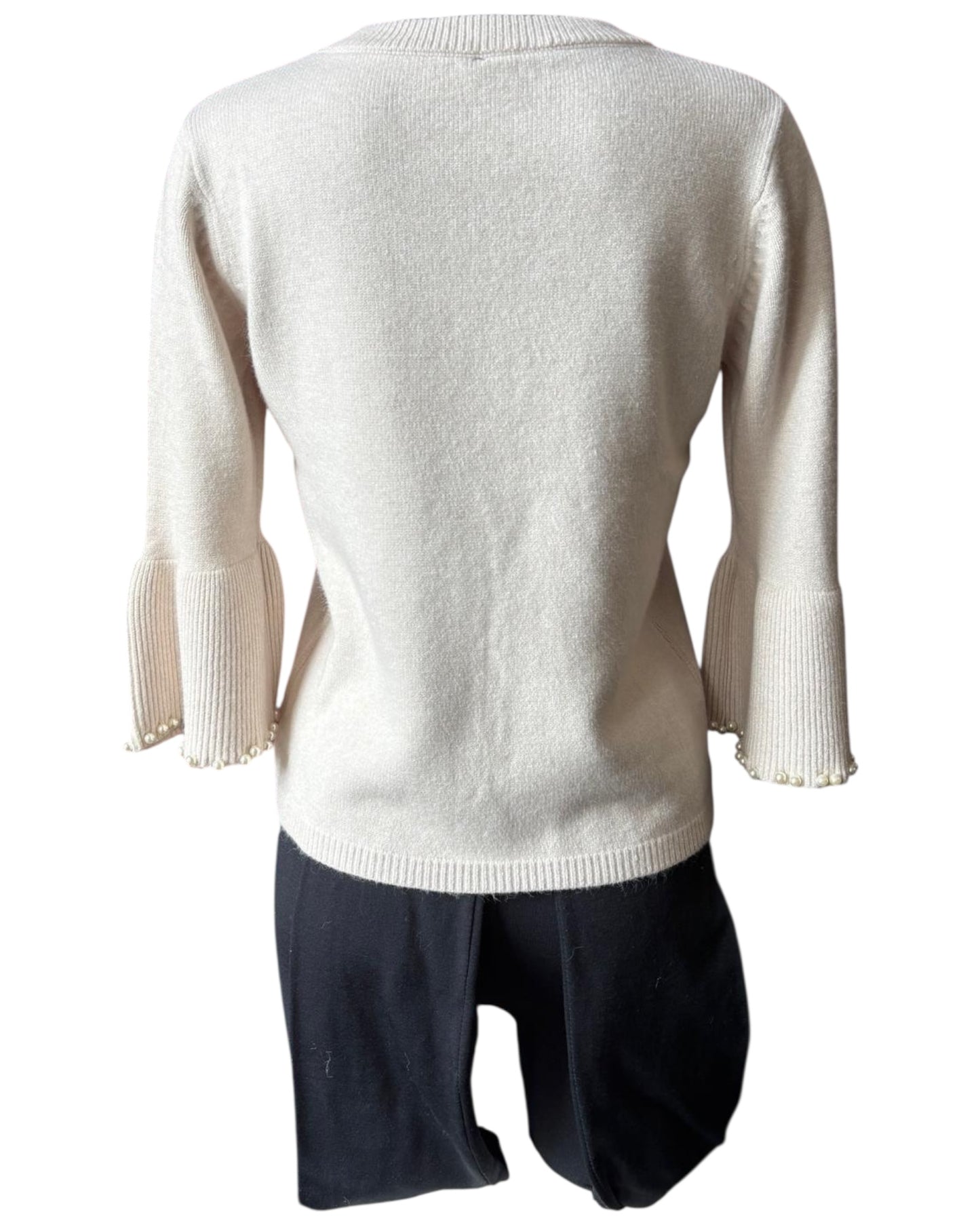 Laura pearl trim sleeve jumper - Cream
