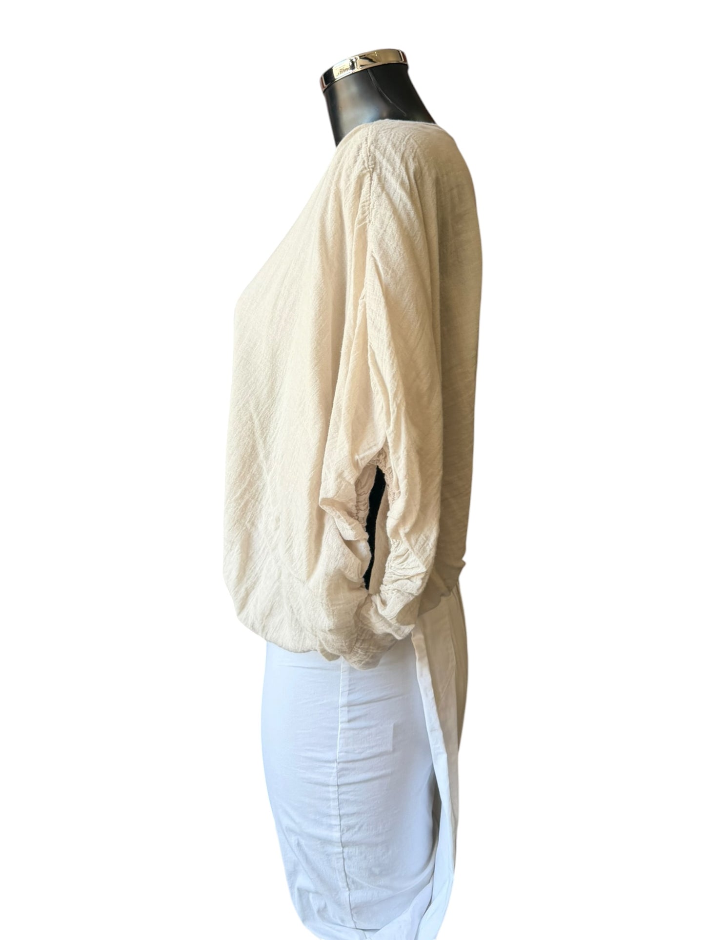 Darcy Garza cotton bubble hem top - Beige