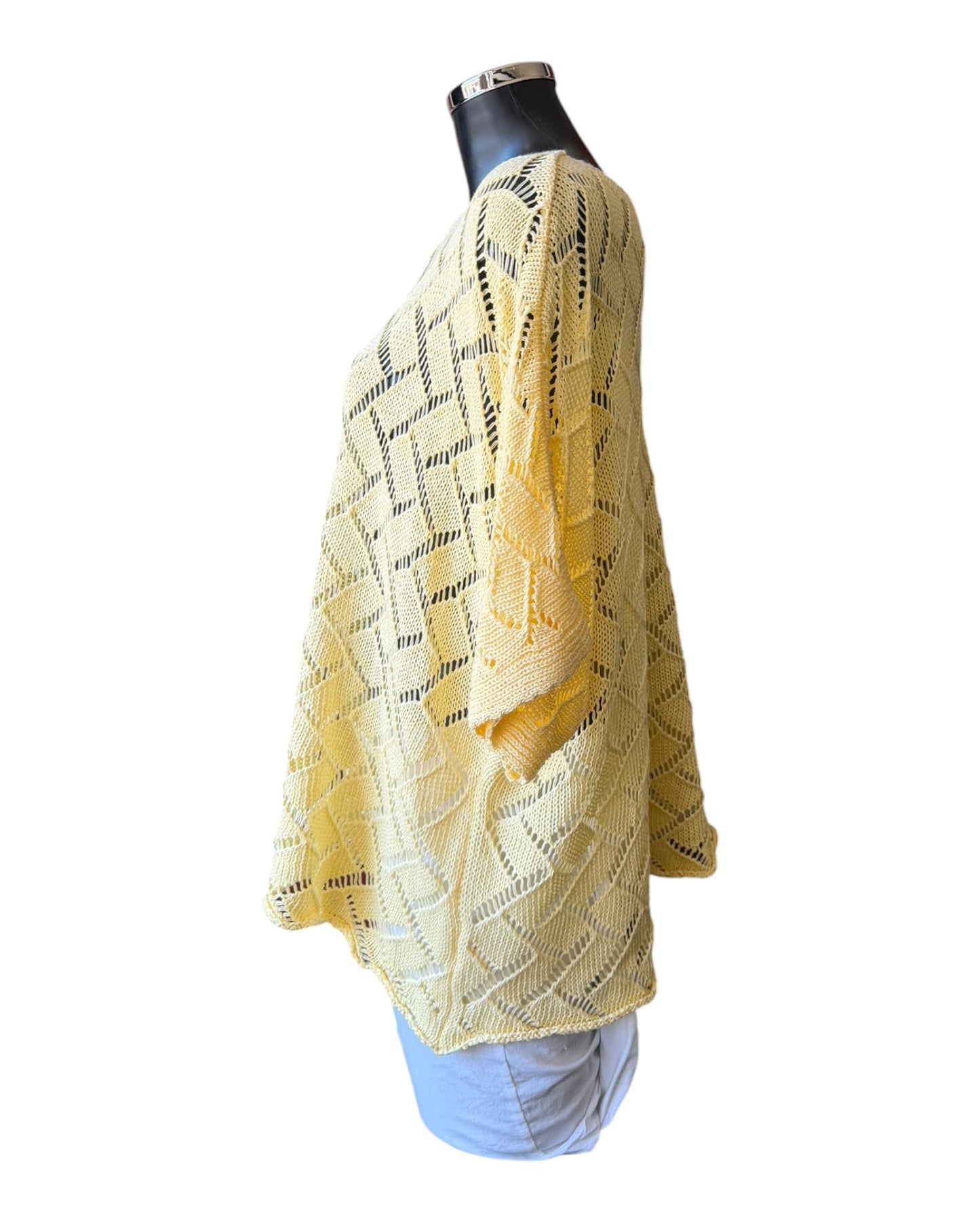 Michelle diamond knit relaxed fit jumper - Lemon