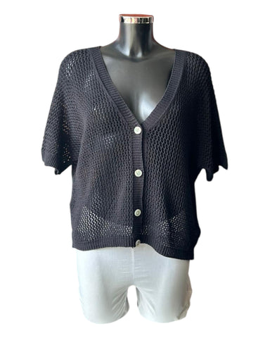 Megan open knit cardigan - Black