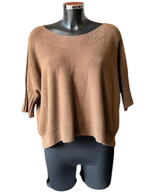 Abigail soft knit short boxy jumper - Chocolate