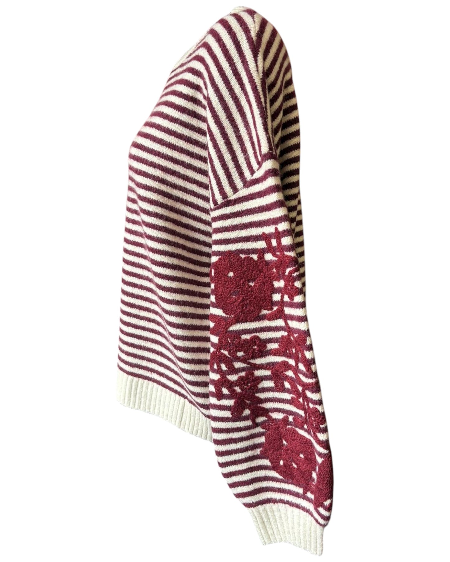 Betsy stripe appliqué sleeve jumper - Bordeaux